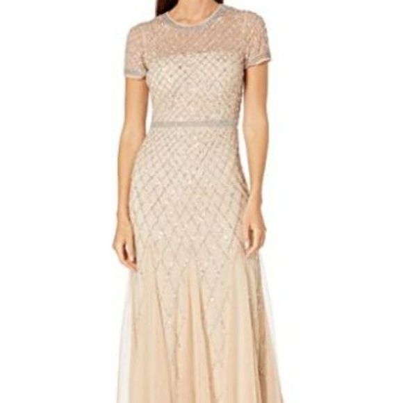 Adrianna Papell Dresses & Skirts - Adrianna Papell Women's Short-Sleeve Mesh Gown